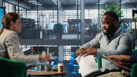 vertical video office life showing frustration and dispute during a business discussion
