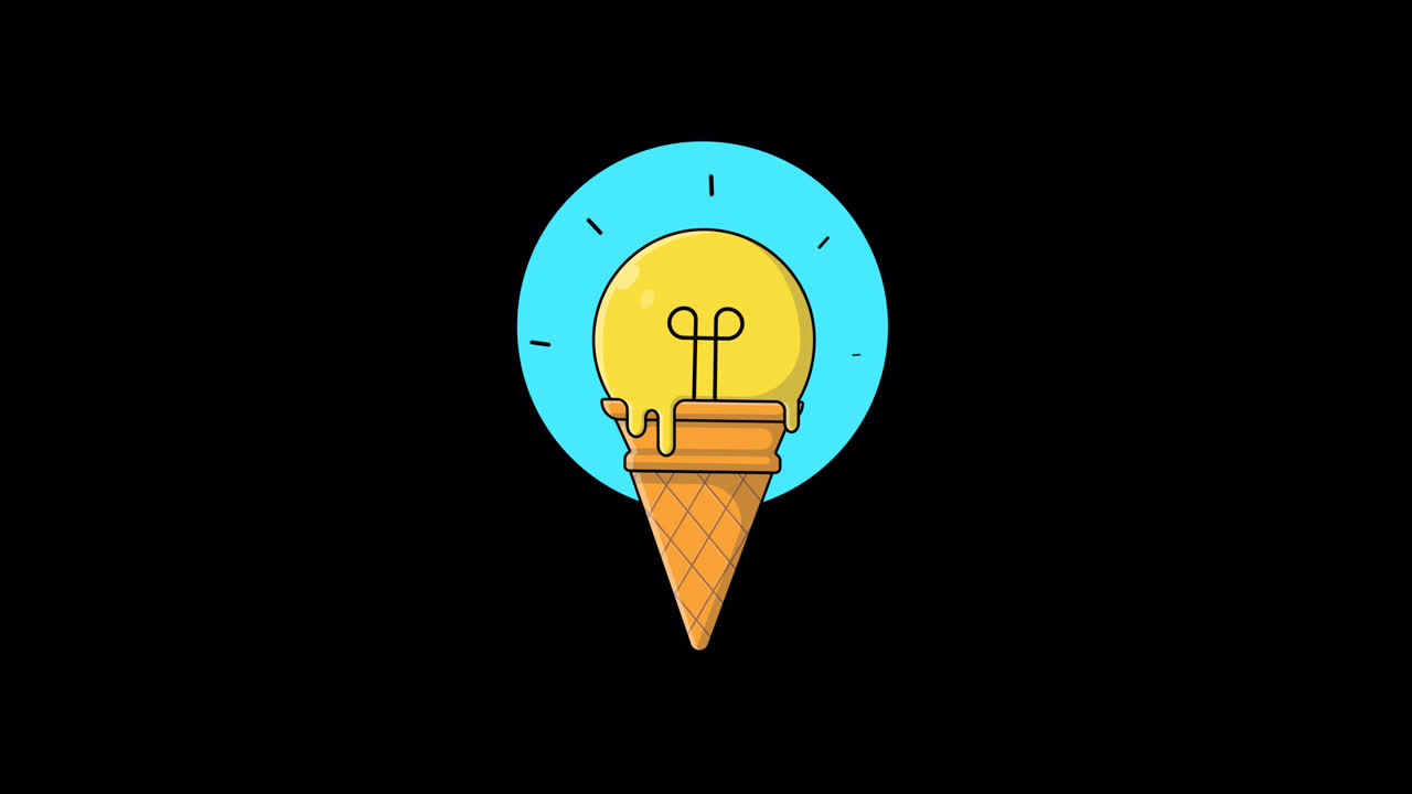 Ice Cream Cone Transforms into a Glowing Light Bulb Idea