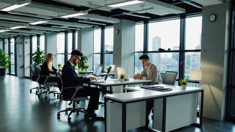 modern office environment with employees working