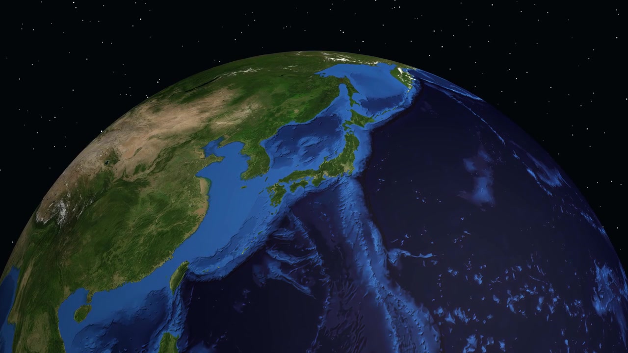 Animazione digitale che zoomma dallo spazio esterno su un segnaposto specifico sopra Osaka, Giappone.