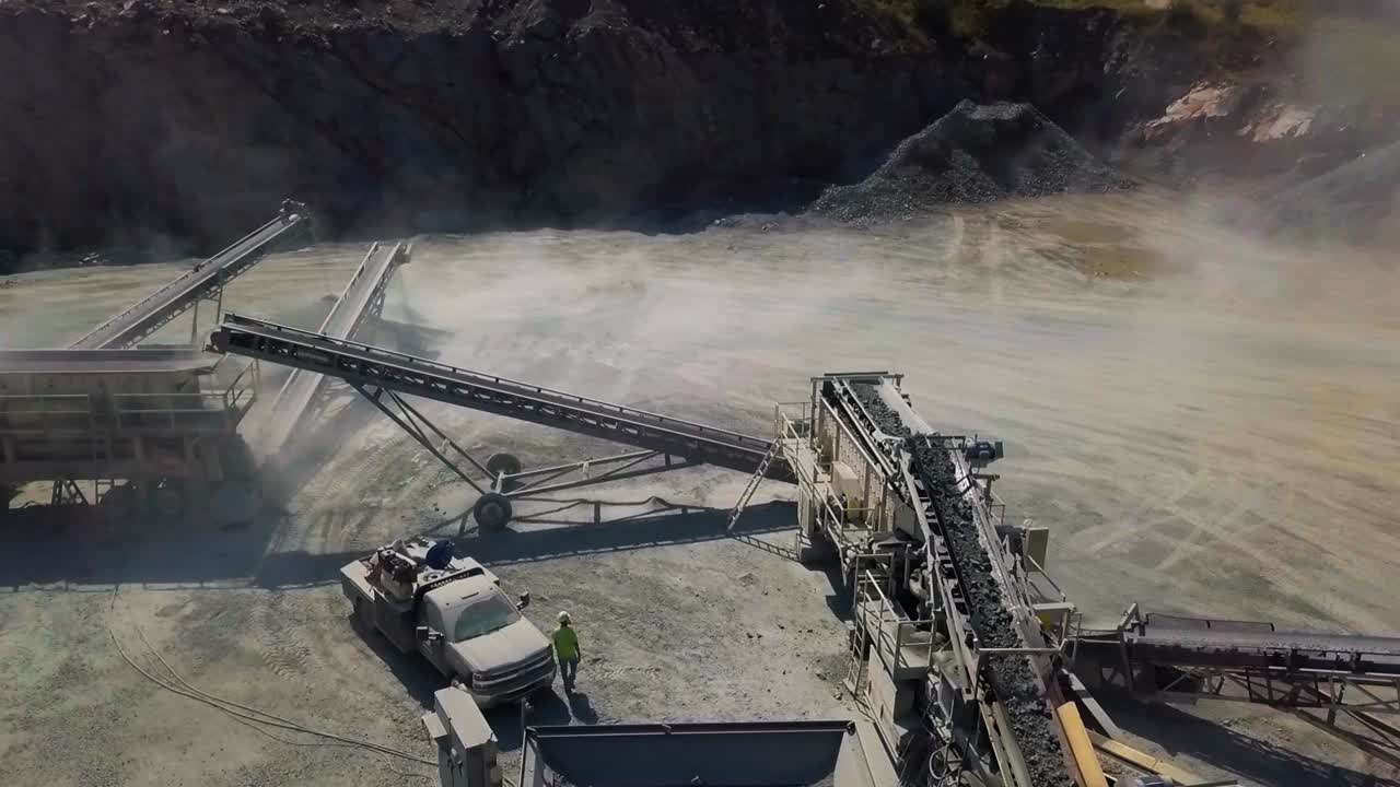 Aerial View of Quarry Crushing and Processing Operation