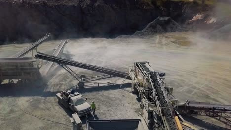 aerial view of quarry crushing and processing operation