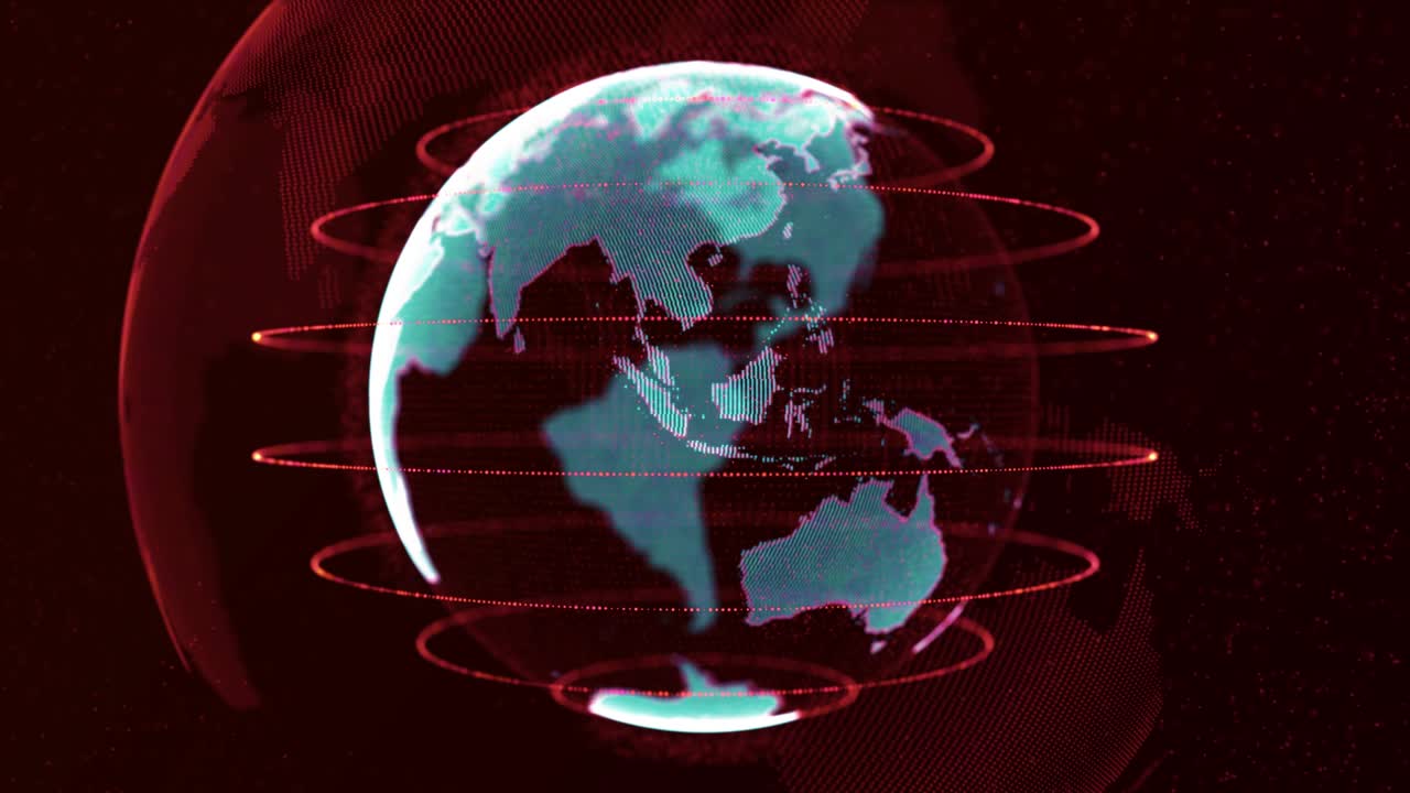 líneas de conexión 3d alrededor del globo terrestre movimiento de flujo de datos digitales bucle de animación alfa.