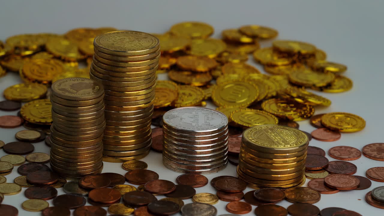 Golden Assets: A close-up shot of a stacks of coins symbolizing wealth success profit financial growth investment and abundant prosperity. Financial prosperity, savings, investment strategies wealth