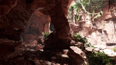 una cueva rocosa con un arco natural