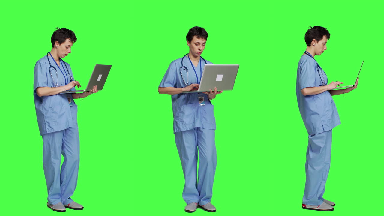 asistente médico que busca tratamientos de atención médica para ayudar a los pacientes