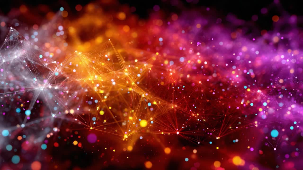 A Stunning Visual Symphony of Colorful Particles and Dynamic Patterns Creating a Captivating Cosmic Atmosphere in a Digital Universe