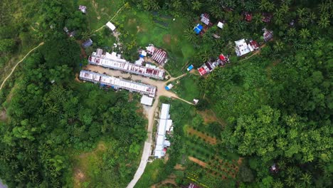 top view of the house structures at rural landscape of sitio kanse in saint bernard, leyte, philippines