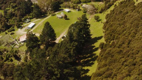 hills and forest drone footage with roads going up hill