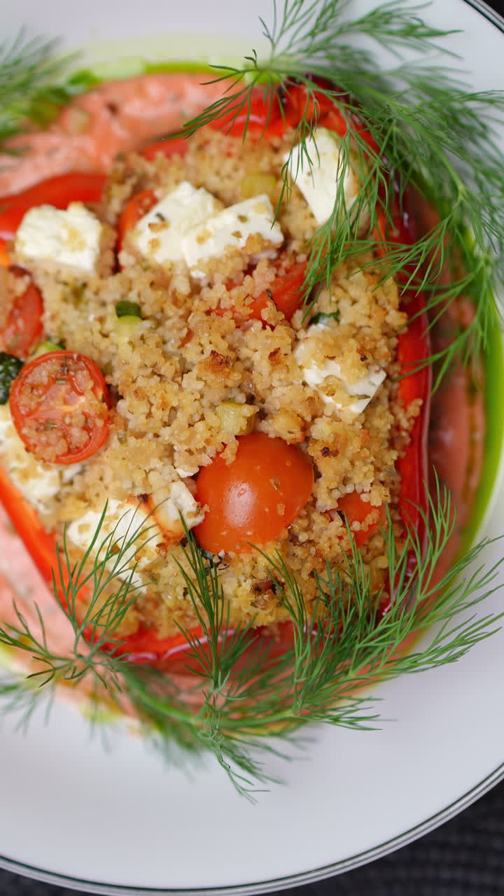 Stuffed Red Bell Pepper with Couscous and Feta