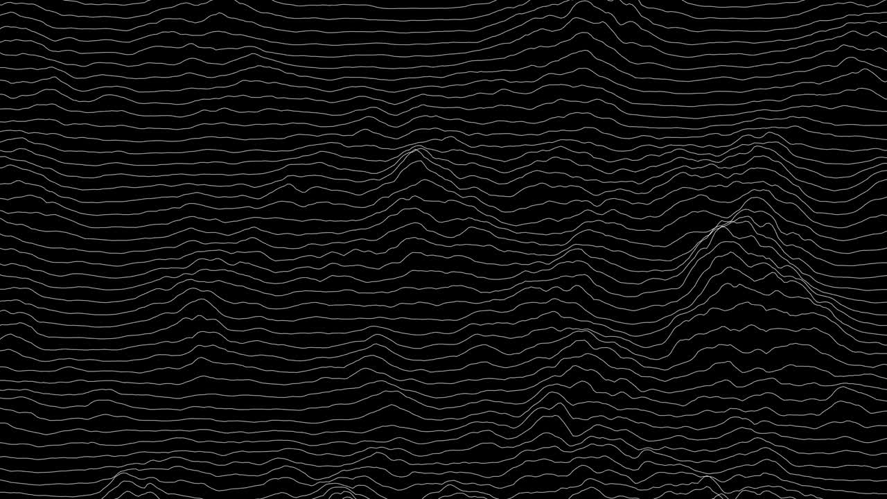 Trendy ultra thin striped loop animation with wave distortion lines. Abstract noise landscape. Procedural ripple background. 4k UHD.