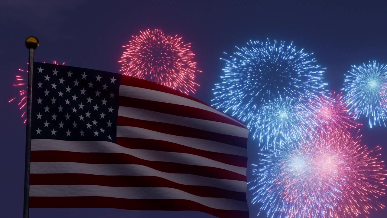 4th of july independence day fireworks with American flag