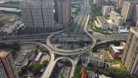 china day guangzhou cityscape famous traffic road junction aerial panorama 4k