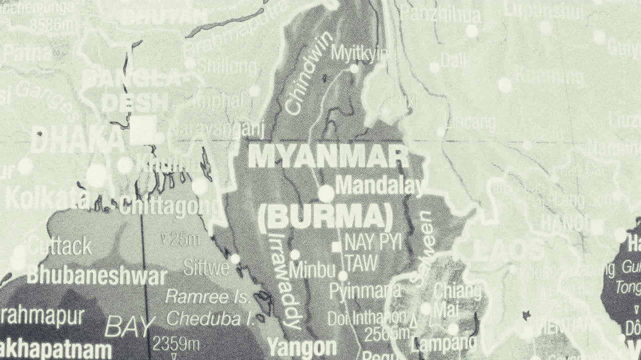 Detailed Map of Myanmar (Burma) and Surrounding Asian Countries