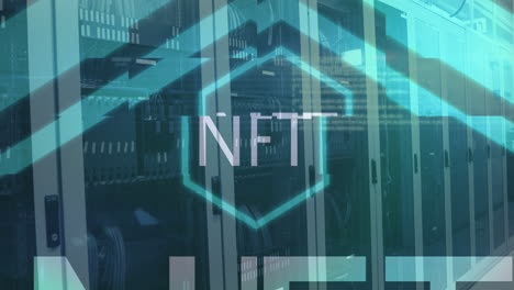 animación del texto nft sobre la sala del servidor