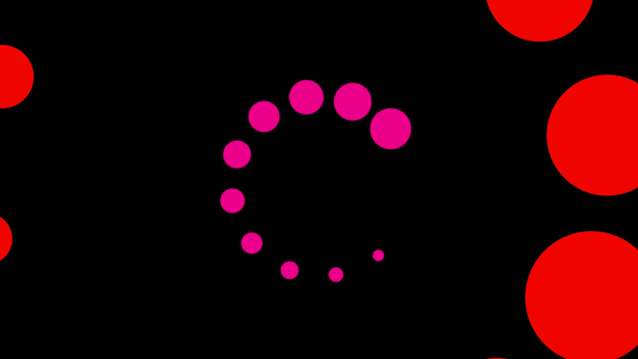 diseño gráfico que gira en el centro y aumenta el tamaño, para cubrir todo el fondo y desaparecer.