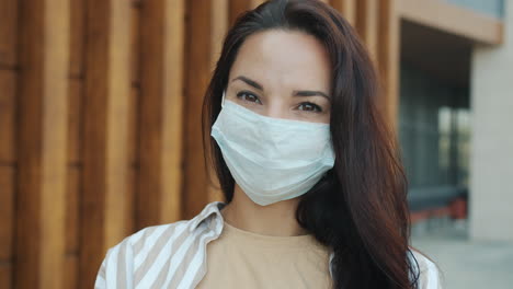 woman wearing mask outdoors