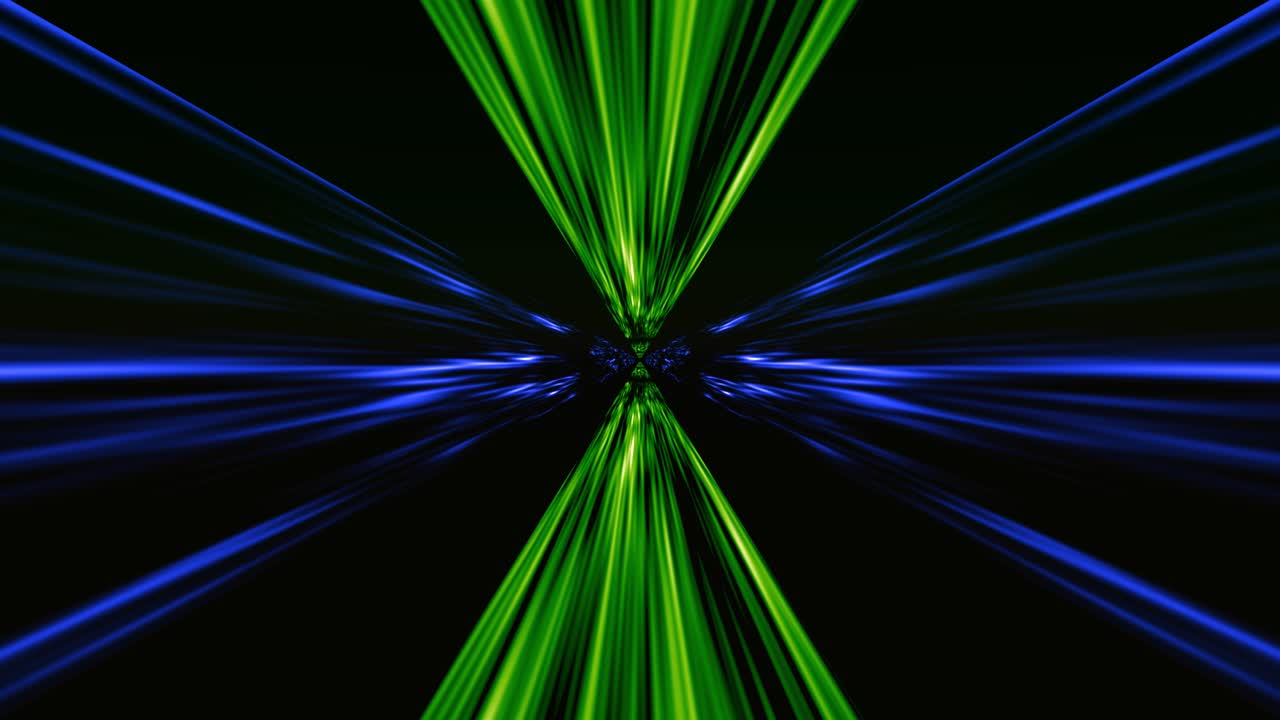Neon lights expanding from center on black background. 3d animation loop
