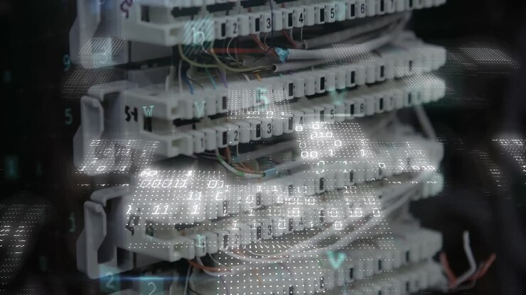 Animation of scanning and numbers over computer slots
