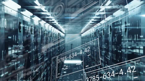 animación del procesamiento de datos a través de servidores informáticos
