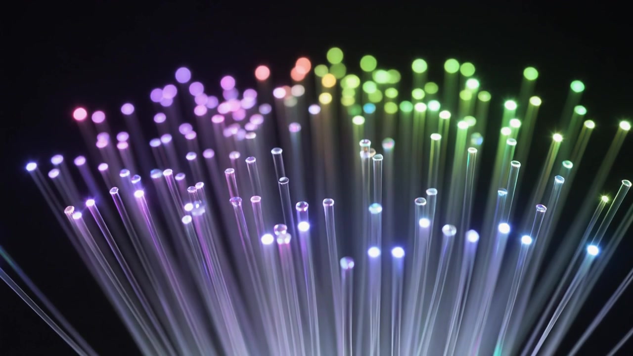 Glowing Fiber Optic Cables With Changing Colorful Lights