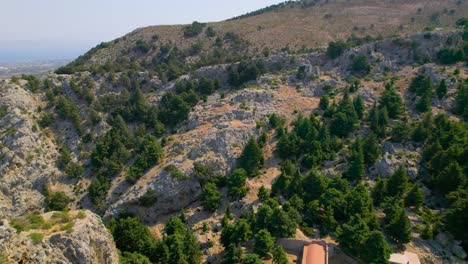 aerial view approaching mountain in palio pyli, kos, greece