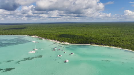 panoramic aerial of isla saona tropical island near south-east coast in dominican republic