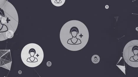 animación de los iconos de las personas de las redes sociales sobre un fondo gris