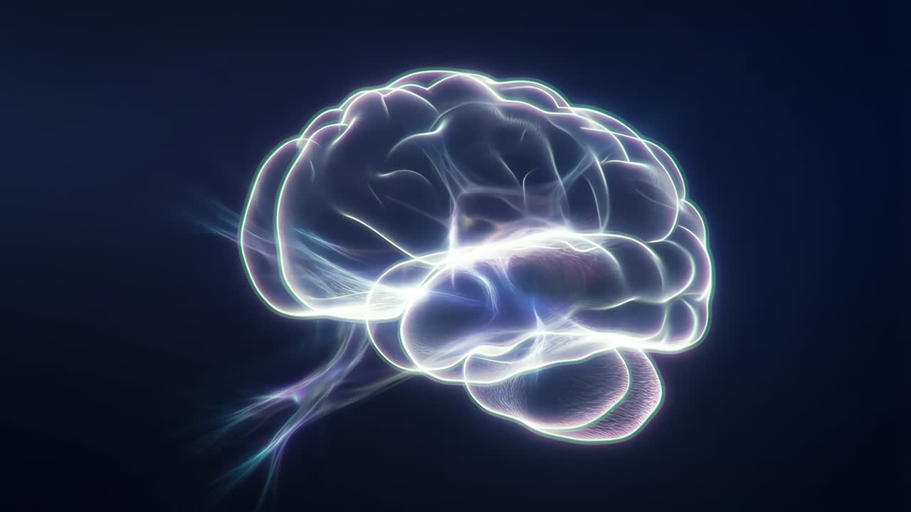 A glowing, abstract representation of the human brain