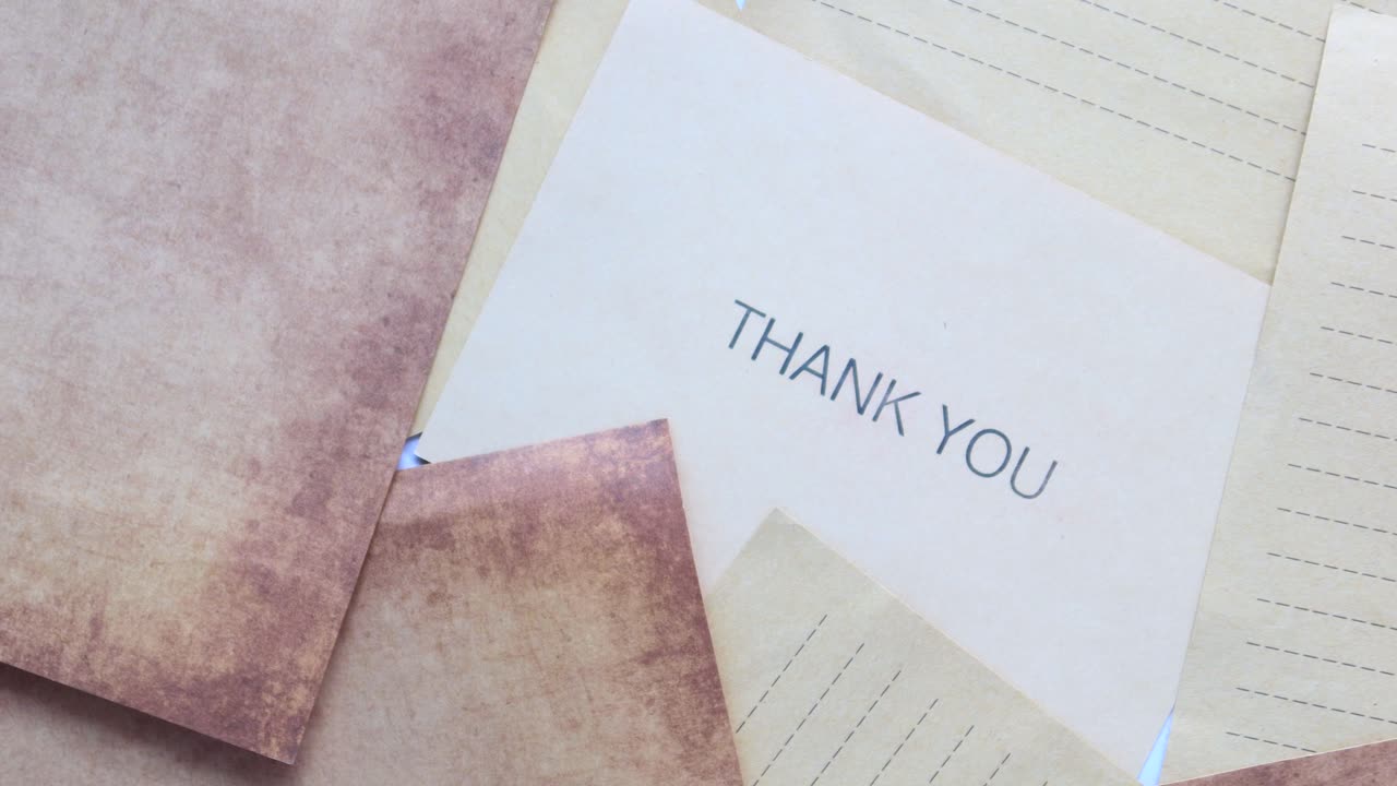 nota de agradecimiento de época en papel envejecido