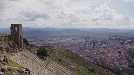 the ancient theater on a hillside in pergamum