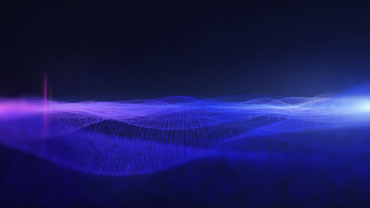 Abstract technology data field particle flowing, floating wave 4K motion loop in cyberspace background.
