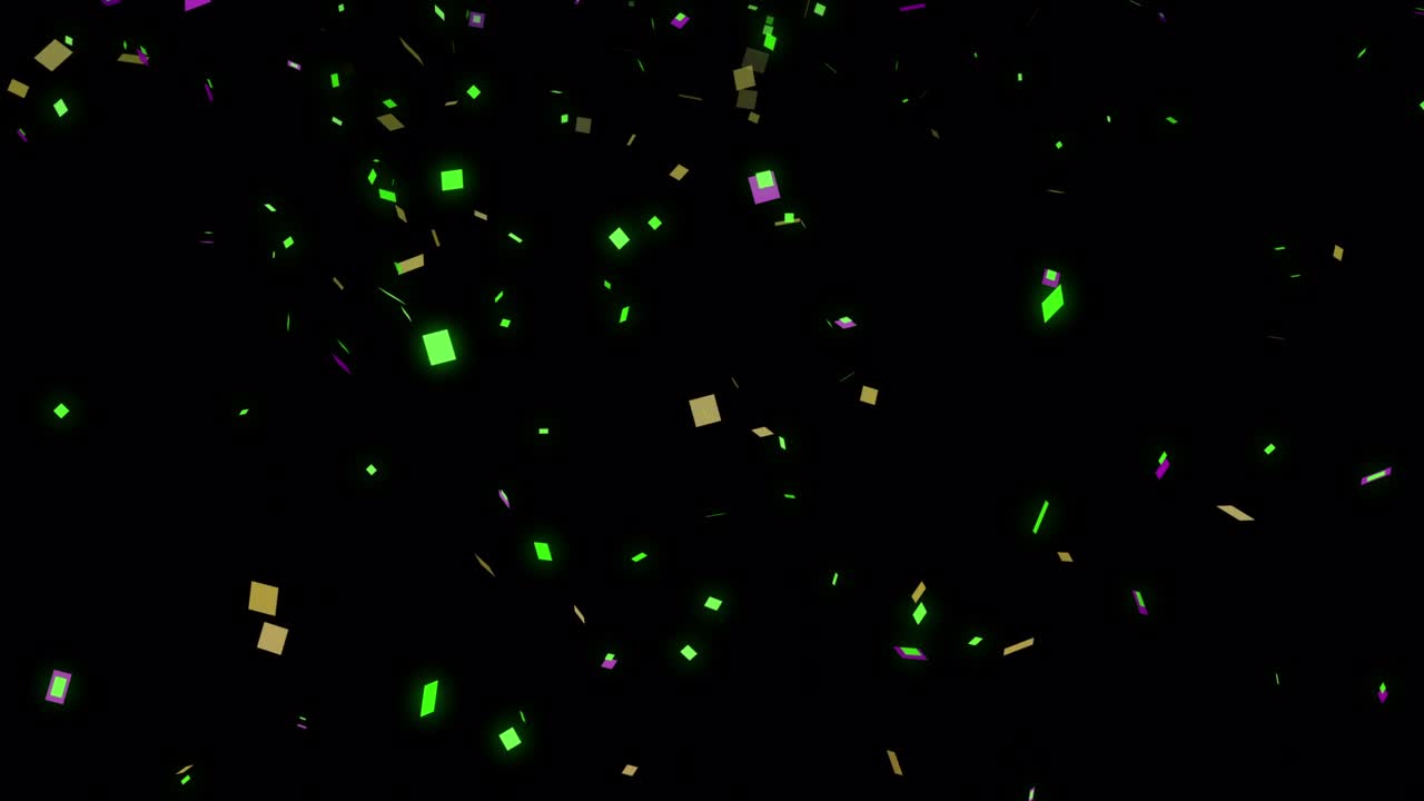 Confetti on a black background for composition. Falling festive colorful confetti