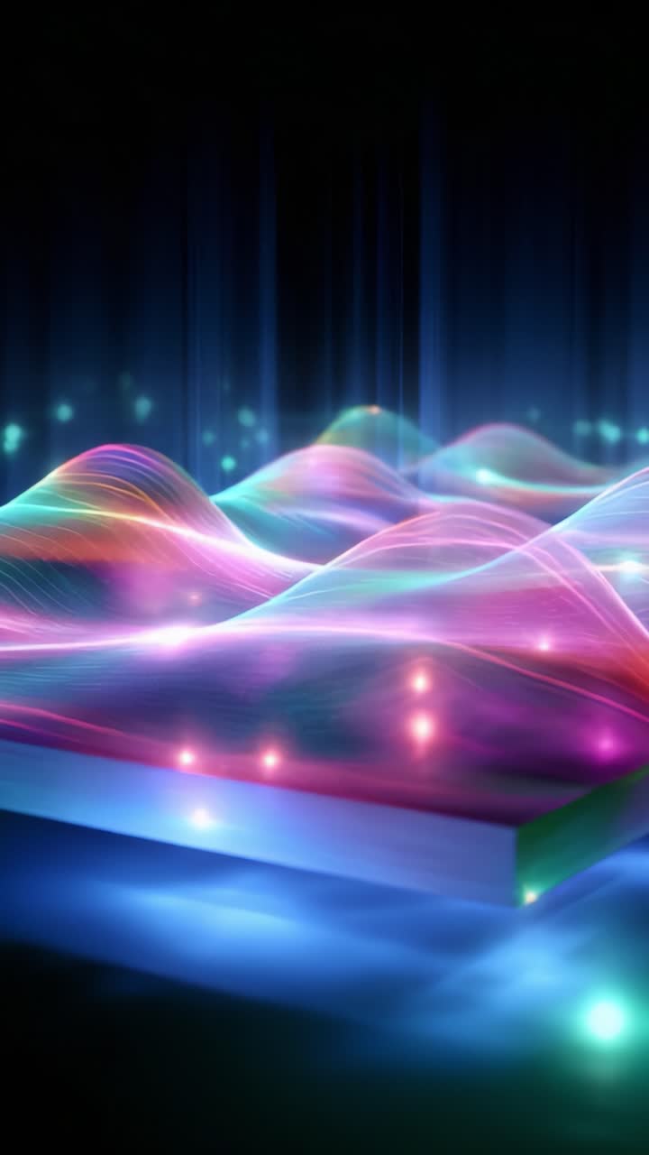 Vibrant Abstract Visuals: Dynamic Waves of Colorful Lights and Luminescent Patterns Create a Mesmerizing Atmosphere of Energy and Motion in Modern Art