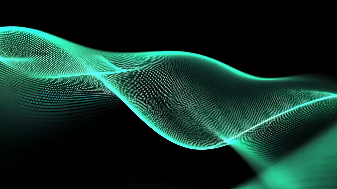 Abstract Green Digital Wave of Particles Flowing