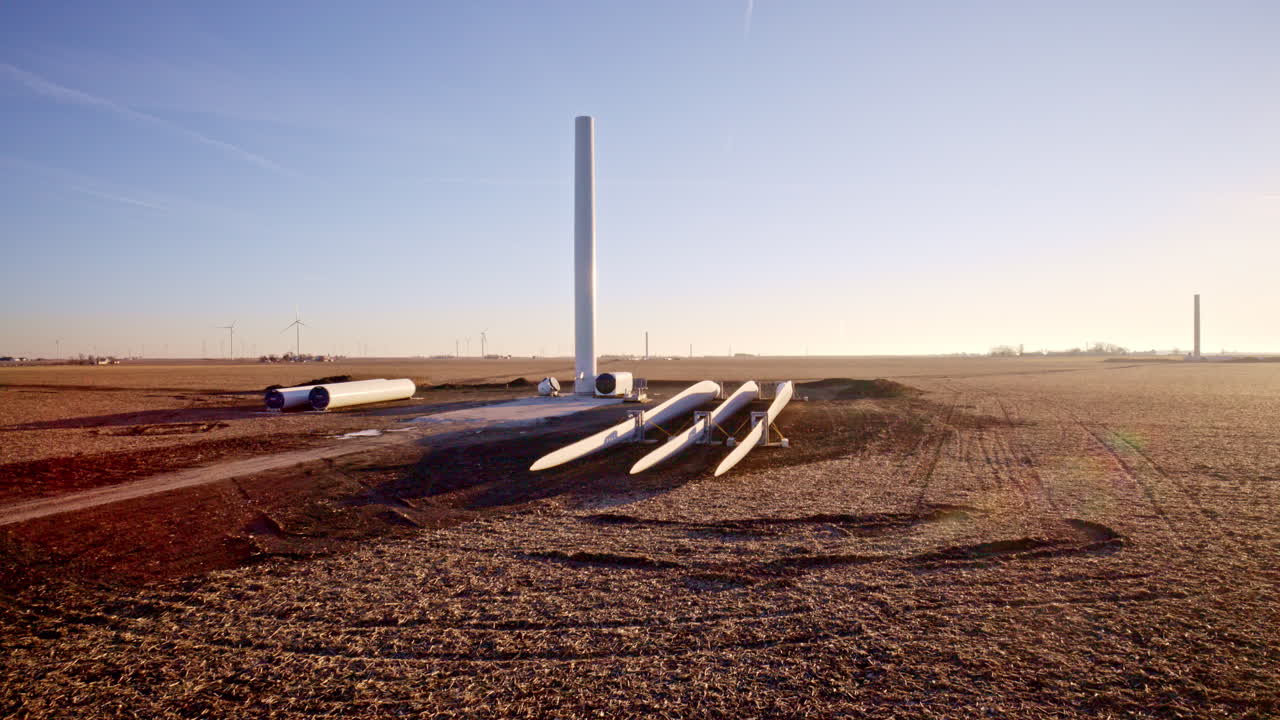 Slow cinematic drone circle of renewable energy construction site