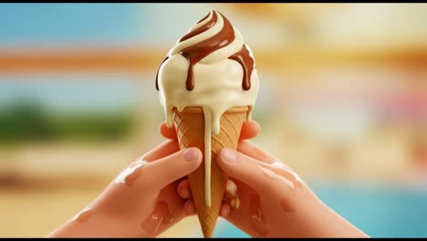 savoring a delightful ice cream cone while spending quality time together at a vibrant summer fair, filled with fun!
