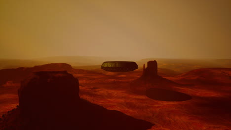 ufo sobre un paisaje desértico parecido a marte
