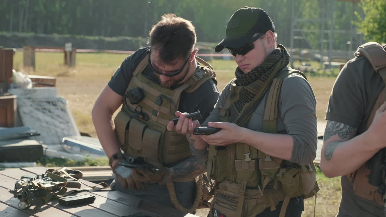 Military Men Assembling Weapons