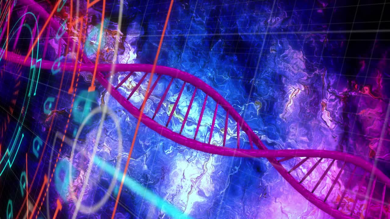 animación del procesamiento de datos sobre la cadena de adn