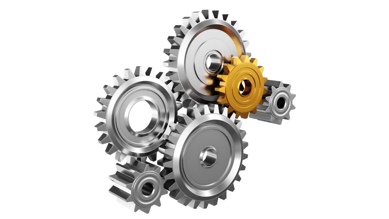 video de fondo industrial con engranajes. animación en 3d.