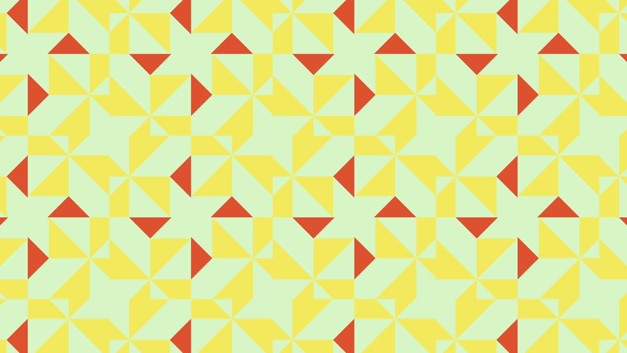 Seamless loop motion graphic animation in retro flat style. Vintage mosaic with geometric animated tiles in bright neon color palette