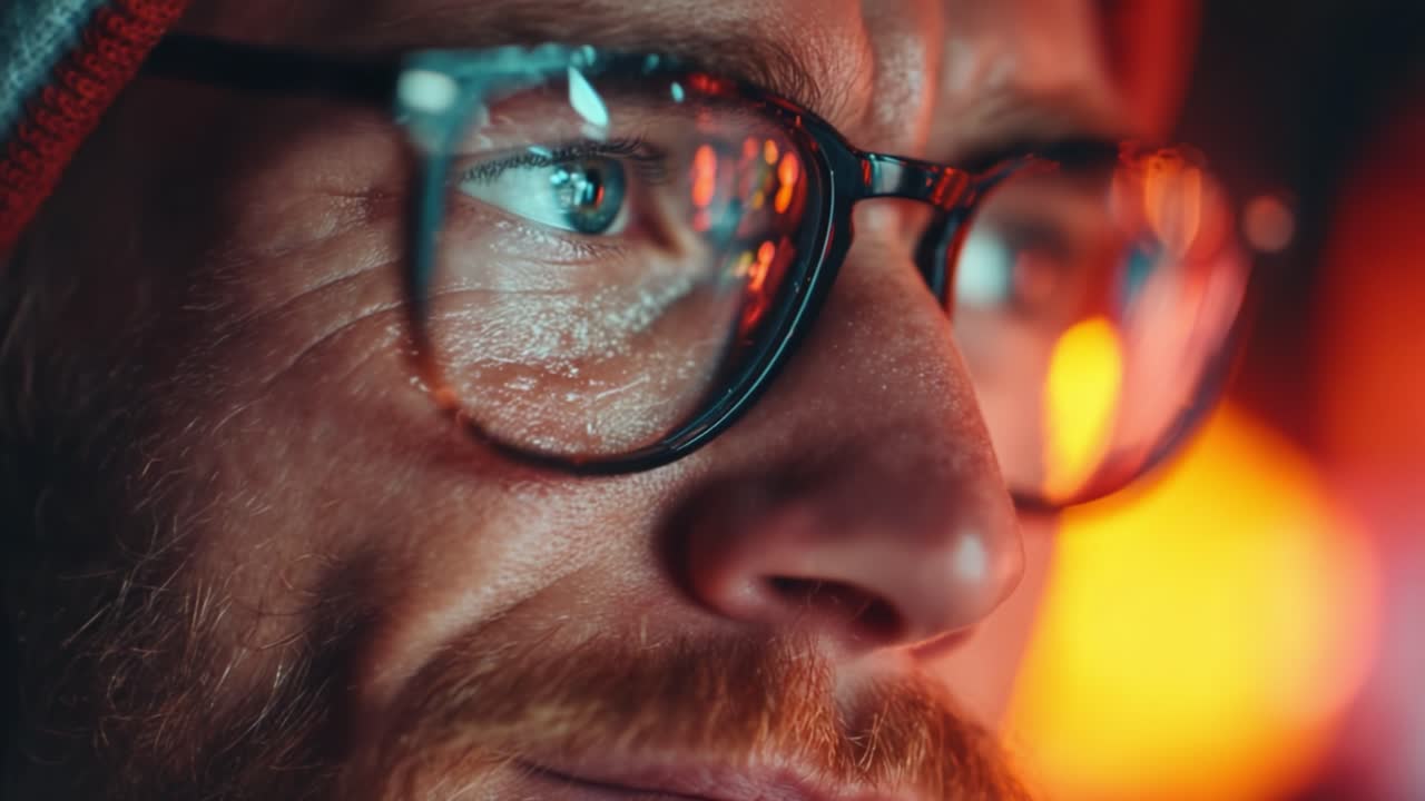 A Close-Up Exploration of Intense Focus: Capturing the Depth of Expression and Emotion in a Gaze Illuminated by Soft Warm Light