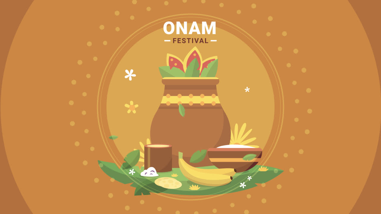 анимация плоской индийской иллюстрации онам