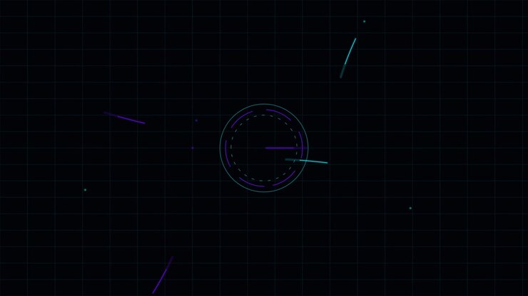 Abstract Digital HUD Interface with Rotating Circular Elements