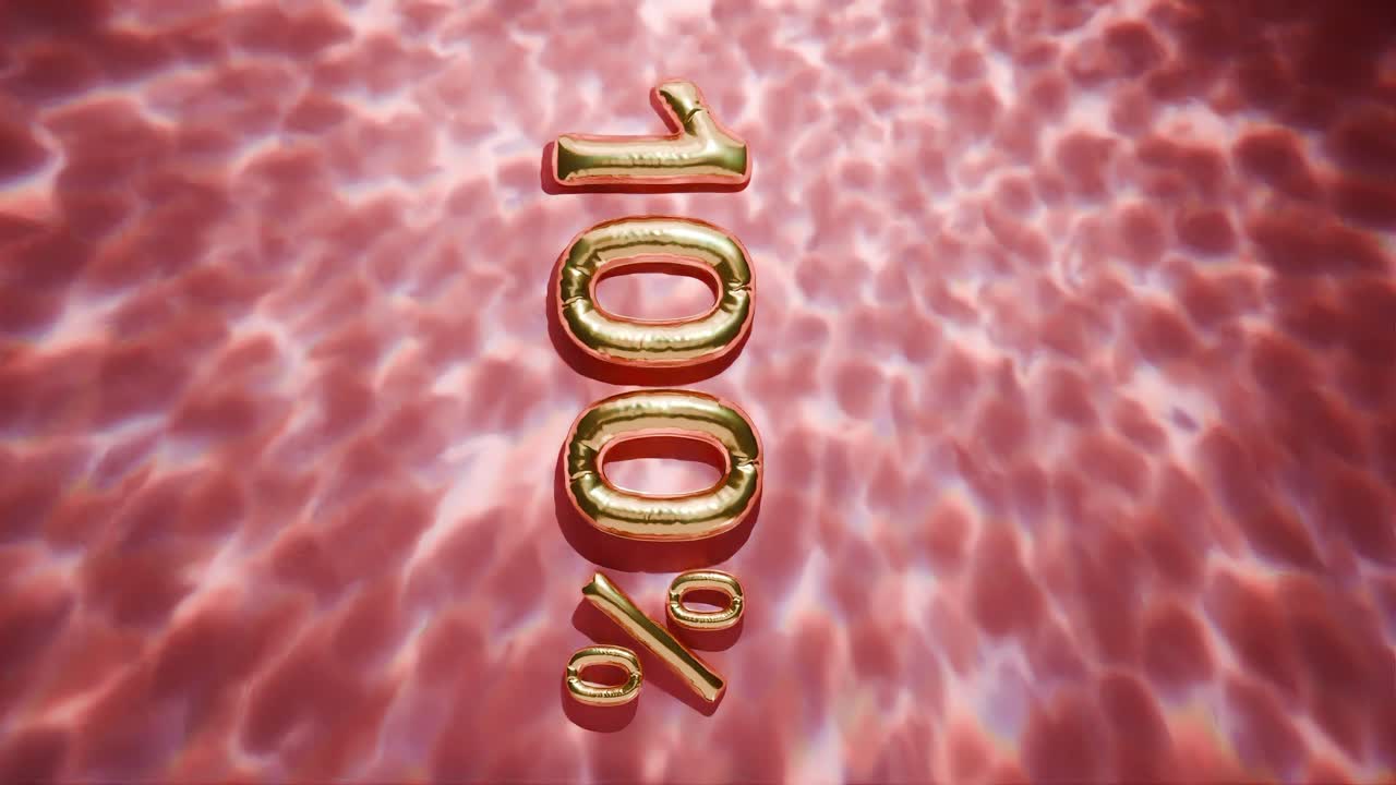 100% 금색 물 위에 떠있는 물결은 빨간 바탕에 수직으로 나타납니다.