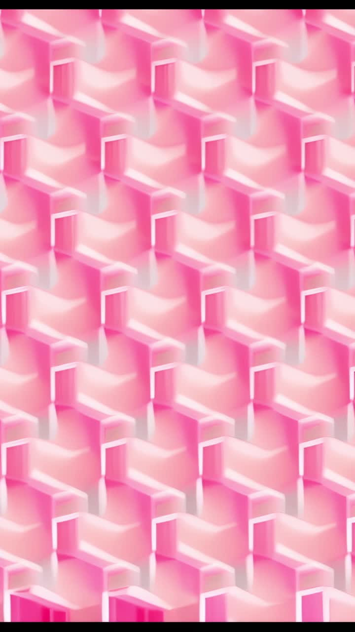 Vertical video: Starting playback showing abstract tiling pink 3D blocks filling screen and looping