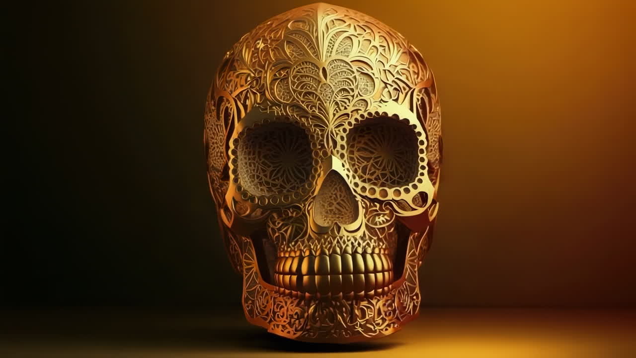 Golden Ornate Filigree Skull