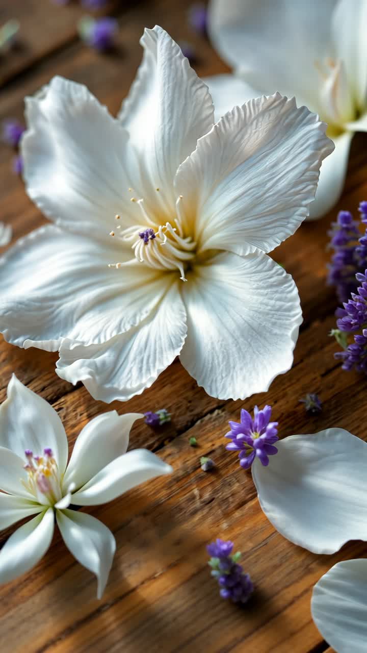 Delicate Floral Arrangement on Wooden Background