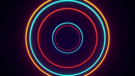túnel vj con luces circulares naranjas y azules que se encienden y apagan en bucle